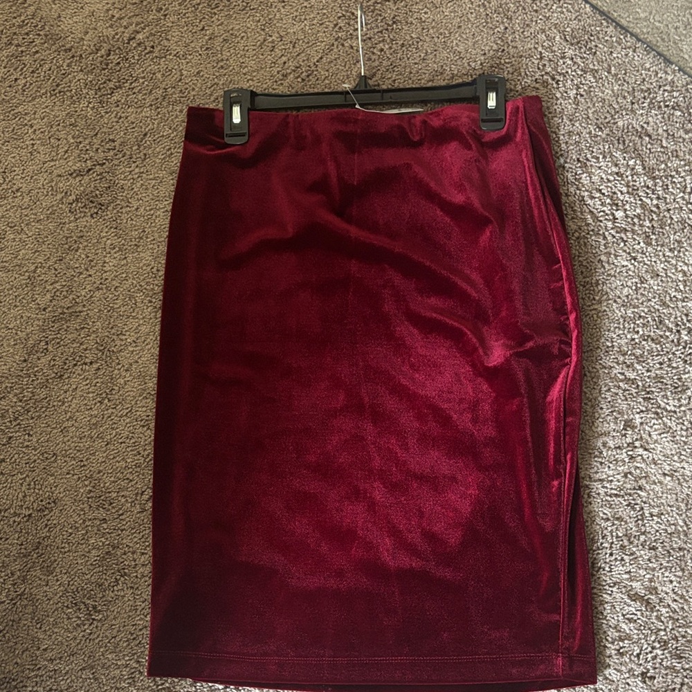 Sanctuary Velvet Burgundy Pencil Skirt